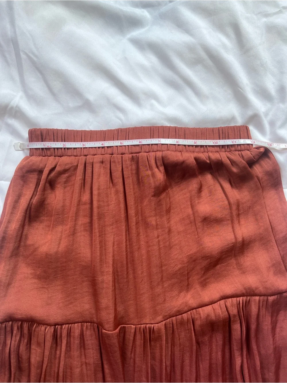 stradivarius Tiered Maxi Skirt in Rust Brown